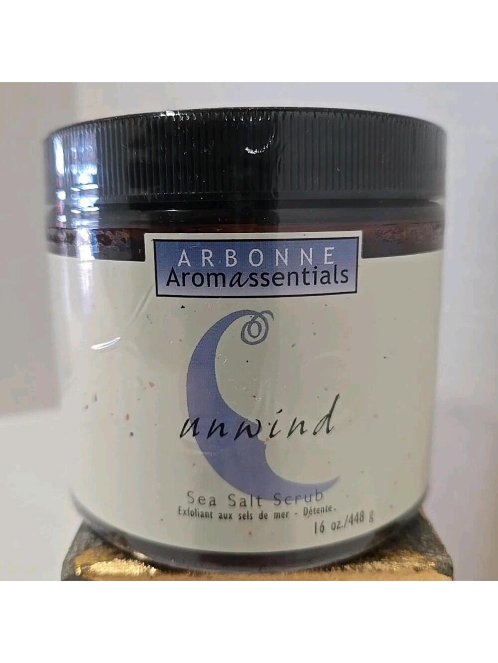 Arbonne Aromassentials Unwind Sea Salt Scrub Large Jar 16 oz New